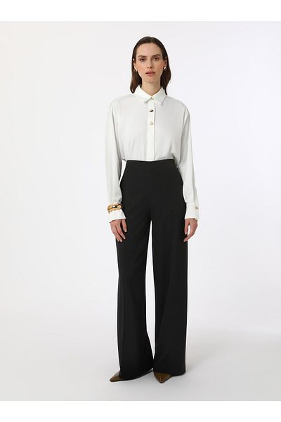 Refka Wide Leg Classic Stylish Trousers - Black - Refka