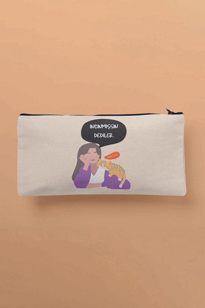 qoeuyl boutique Πορτοφόλι θήκης για στυλό τυπωμένη υφασμάτινη τσάντα μακιγιάζ