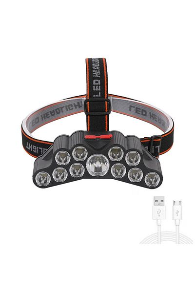 KENSUN 11LED USB Rechargeable Headlight 11 LED Headlamp Strong Light Head Lamp Waterproof Built-in Battery