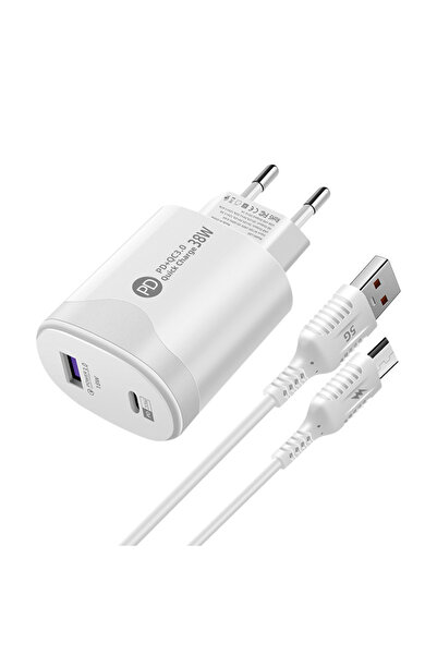 Choice شاحن حائط تاتال 38 وات من الاتحاد الأوروبي باللون الأبيض، محول شحن سري...