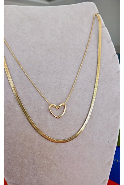 MODA 2li Çelik Gold Kolye Kombin
