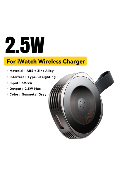 Choice شاحن لاسلكي مغناطيسي من Essager باللون الرمادي المعدني لساعة Apple Wat...