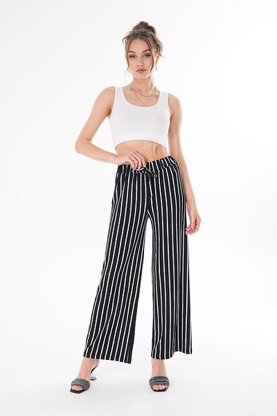 ŞİMAL Women's Stripe Detailed Wide Leg Pants 250041   -