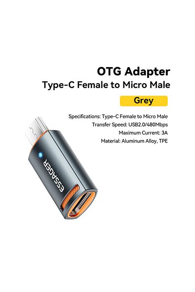 Choice محول USB3.0 OTG من النوع C إلى Micro 3A من Essager، من النوع C USB-A Micro Female إلى USB Micro iP Type-C Male