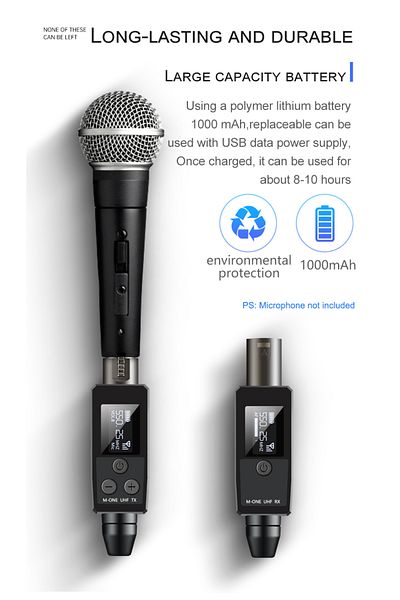 Choice Vk-38 Uhf Wireless Microphone Converter Xlr Transmitter And Receiver For Dynamic Microphone Guita...
