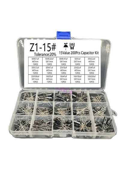 Choice 200pcs/lot Radial capacitors set 15Values 10V 16V 25V 50V 0.1uF-220uF Electrolytic Capacitor Asso...