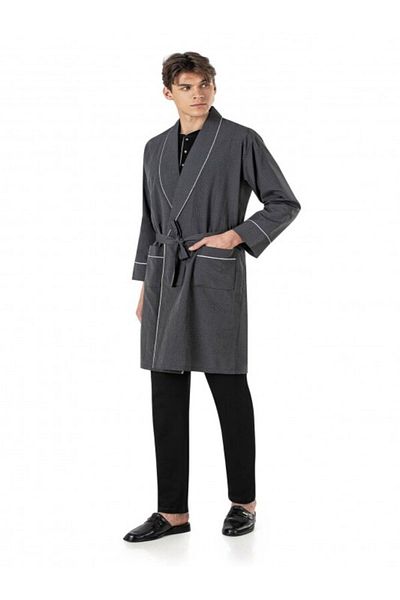 Pierre Cardin Men's Wide Fit Shawl Collar Black Groom Pajama Set 5 Piece Dowry Set
