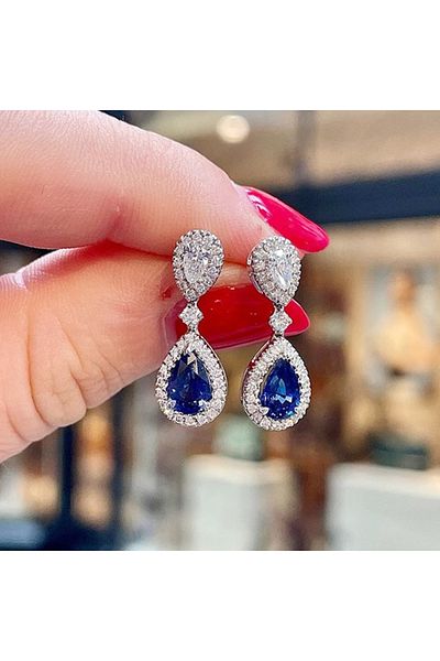 Choice أقراط E1921 Huitan Fashion الفاخرة باللون الأزرق/الأبيض من الزركونيوم المكعب المتدلي الجديدة للخطوبة والزفاف