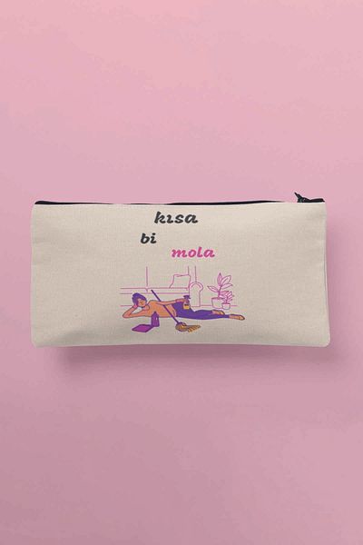 qoeuyl boutique Πορτοφόλι με θήκη για στυλό με εμπριμέ υφασμάτινη τσάντα μακιγιάζ Bi Break