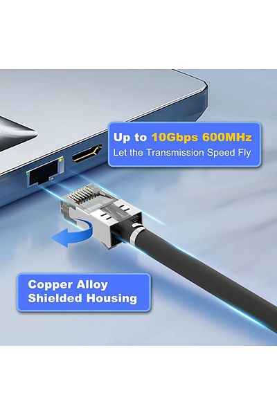ZoeRax 10 قطع من موصلات Cat6a Cat7، موصلات RJ45 تمر عبر Cat7 محمية، مدرجة في قائمة UL بثلاثة رؤوس