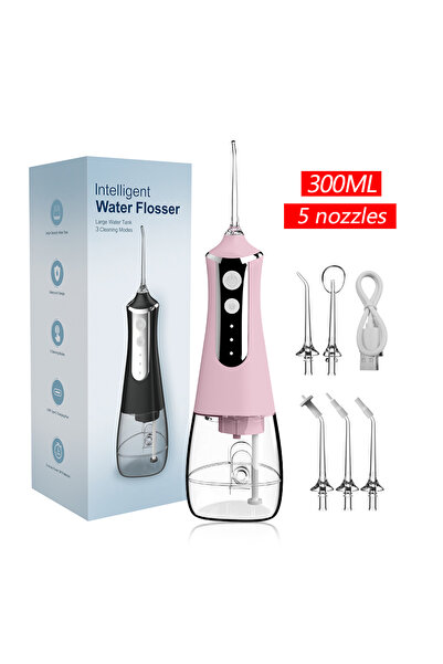 choice2 جهاز تنظيف الأسنان بالماء الوردي، مزود بـ 5 فوهات و3 أوضاع تشغيل ومنف...