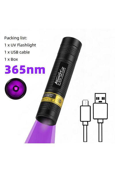 Choice 365nm 365nm Mini UV Led Blacklight Flashlight Usb Rechargeable Nail lamp Pet Stain Leakage Marker Or