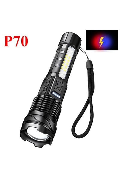 Choice P70 High Strong Power Led Flashlights Tactical Emergency Spotlights Telescopic Zoom Built-in Battery
