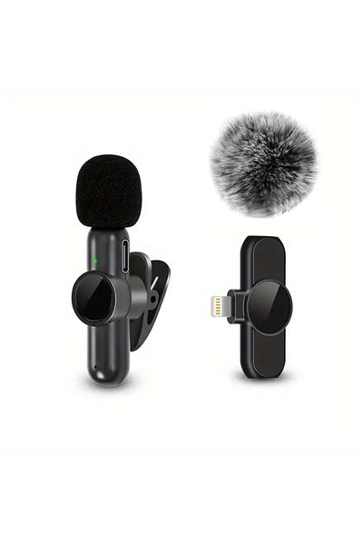 Choice 1in1 For iOS Wireless Lavalier Microphone With Windproof Cover Audio Video Recording Mini Mic For iP