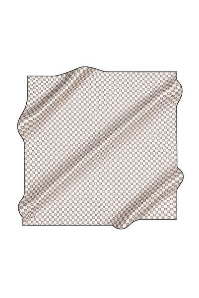 Aker Logo Desenli İpek Krep Saten Eşarp