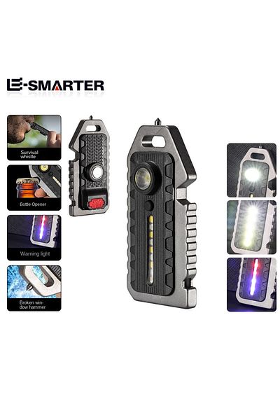 ESMARTER W5136 Keychain Flashlights Mini Led Light Selfdefense Whistle Multifunctional Portable Rechargeable