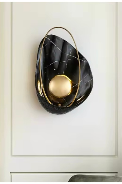 burenze Modern Space Universe Duvar Aplik Siyah Gövde Gold Detaylı Elektrik İle Çalışır