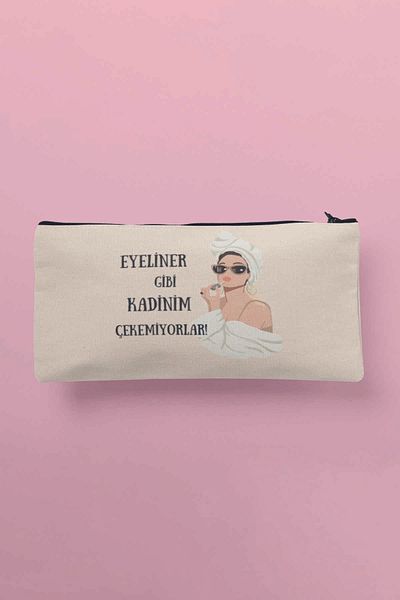 qoeuyl boutique Eyeliner Like I Can't Pull My Woman Πορτοφόλι με στυλό τσάντα μακιγιάζ με στάμπα