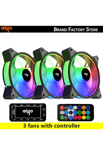 Aigo A-RGB black Black 3 fan set Aigo AR12 120mm PC Gamer Computer Case Fan RGB 12v Heatsink Aura Sync Co