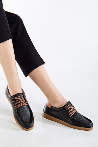 ANALİN SHOES حذاء كاجوال نسائي من الجلد الطبيعي باللون الأسود