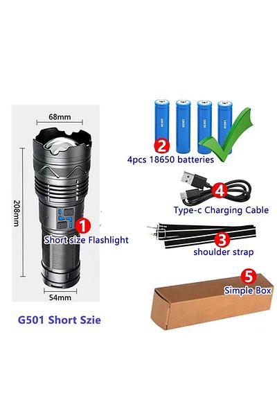 Choice Small simple box High Power Led Flashlight Super Bright Long Range Torch Rechargeable Ultra Powerful