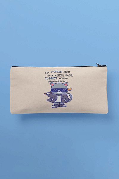 qoeuyl boutique Πορτοφόλι με μολυβοθήκη με αστεία υφασμάτινη τσάντα μακιγιάζ με εμπριμέ μπουφάν