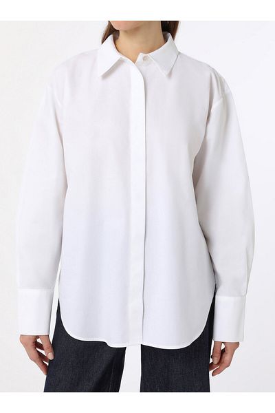 Benin Wide Cuff Poplin Shirt - White - Benin