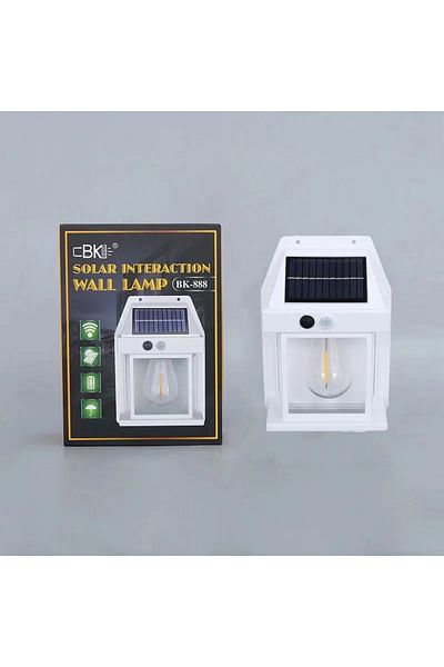 ESMARTER Dk888(أبيض) مصباح ليلي ذكي يعمل بالطاقة الشمسية مزود بمستشعر حركة، مصباح حائطي بثلاثة أوضاع إضاءة، مقاوم للماء