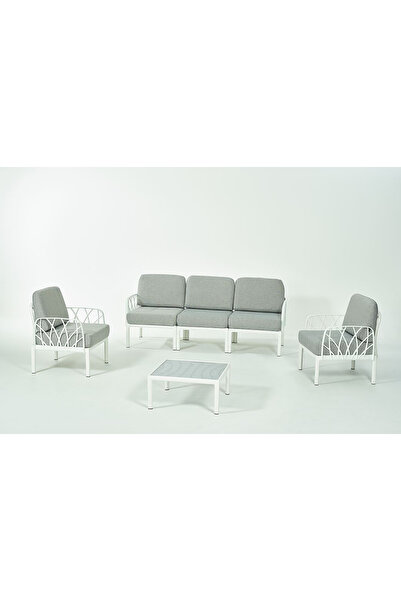 Novussi GARDA Sofa Set 3+1+1+Sehpa GRİ Minderli