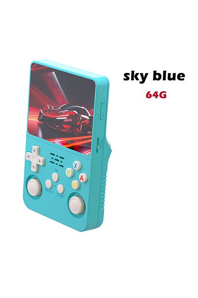 yydzkj sky blue 64G R36S Handheld Game Console 3.5 Inch IPS Screen Retro Game Console Linux System Screen P