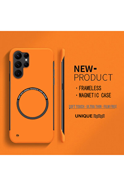 Choice غلاف هاتف مغناطيسي صلب رفيع للغاية لهاتف Galaxy S23 برتقالي اللون بدون...