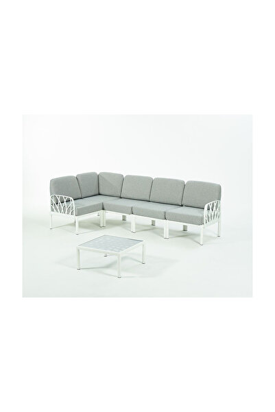 Novussi GARDA Sofa Set L Köşe + Sehpa GRİ Minderli
