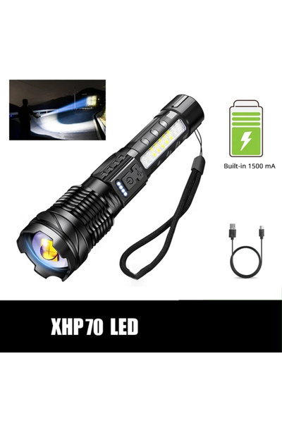 Choice1 1Pack P70 Powerful XHP50 LED Flashlight Waterproof 18650 Torch With Side Light 7 Modes Camping Fishi