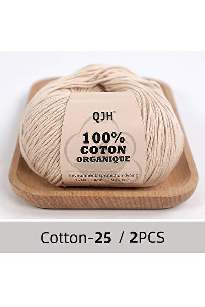 Choice N25-2PCS QJH غزل قطني عضوي 100%، غزل للحياكة والكروشيه والحرف اليدوية،...