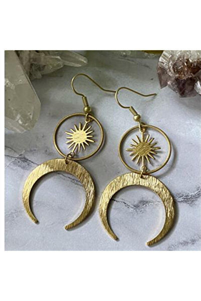 Choice أقراط الشمس والقمر السماوية المطبوعة بالختم الساخن على شكل هلال من الن...