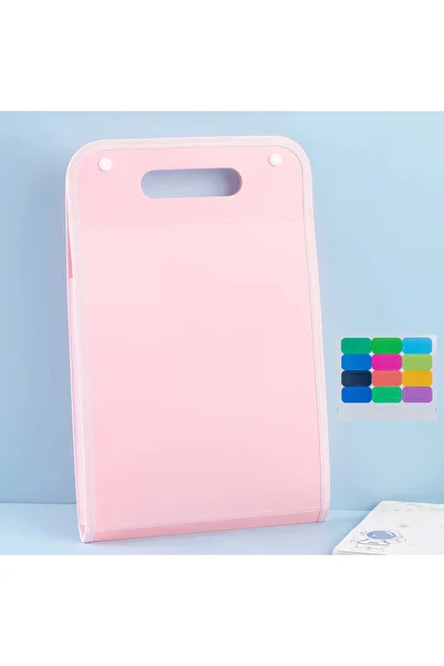 Choice Transparent Pink G 13 Pocket File Folders Portable A4 Letter Size Macaron Color Accordian Document O