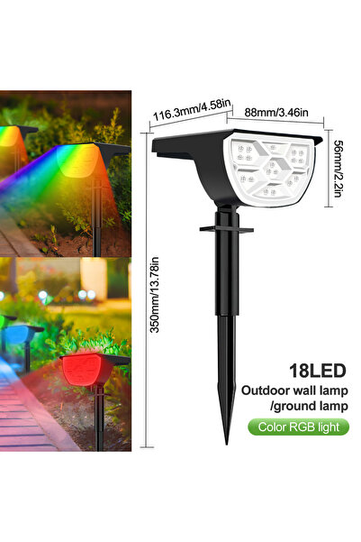 Choice 1 قطعة 18LED RGB 72/68 LED أضواء المناظر الطبيعية الشمسية IP65 للماء ف...