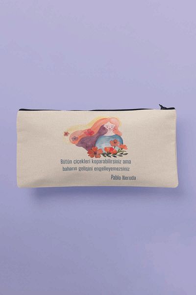 qoeuyl boutique Δεν μπορείτε να μπλοκάρετε την άφιξη της άνοιξης Πορτοφόλι με θήκη για στυλό τσάντας μακιγιάζ με στάμπα