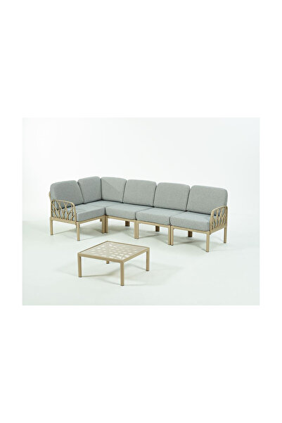 Novussi GARDA Sofa Set L Köşe + Sehpa GRİ Minderli