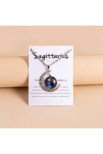 Choice قلادة برج القوس بتصميم عتيق، تتضمن 12 رمزًا فلكيًا، مع دلاية على شكل ق...