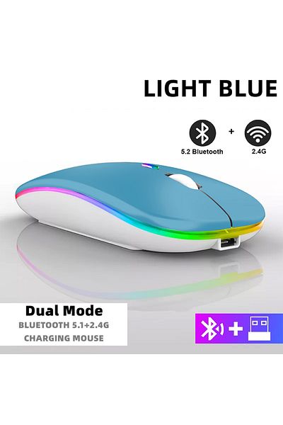 choice2 Dual Mode Wireless Tablet Phone Computer Bluetooth Wireless Mouse Rechargeable RGB Backlight Mice fo
