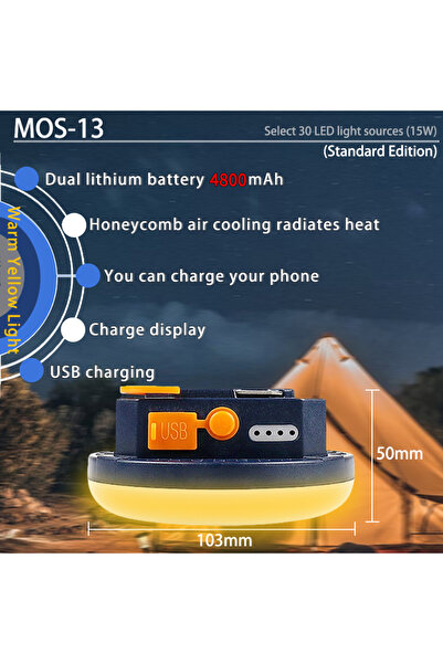 Choice مصباح خيمة MOS-13 دافئ أزرق اللون من MOSLIGHTING، فانوس قابل لإعادة ال...