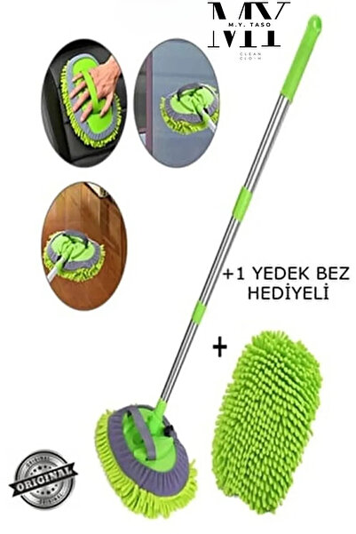 M.Y. TASO Çok Fonksiyonlu 2 In 1 Mikrofiber Oto Yıkama Fırçası Teleskopik Uzu...