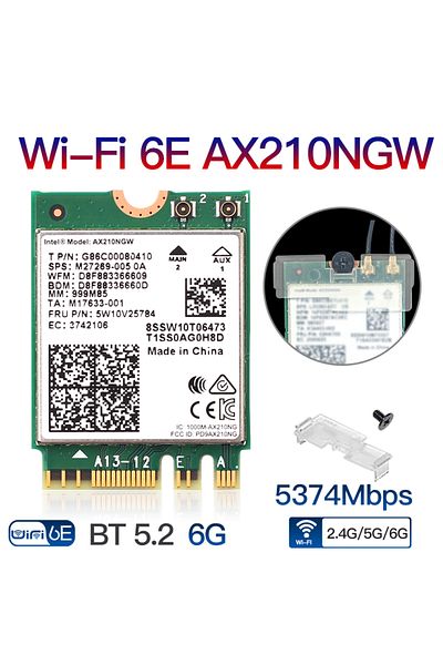 DERAPID هوائي Ax210 10dbi واي فاي 6e بطاقة لاسلكية Ax210 5374 ميجابت في الثانية Bt5.3 طقم سطح المكتب هوائي 802.11ax ثلاثي النطاق