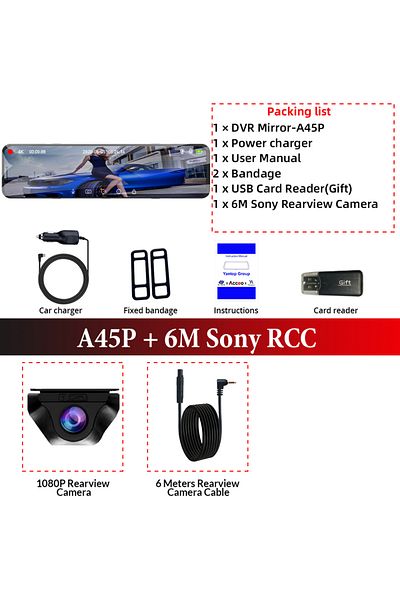 Acceo 64g Dvr-6m Sony Rc 4k Wifi Dashcam 12inch Car Dvr Rearview Mirror Recorder Dash Cam Support 10