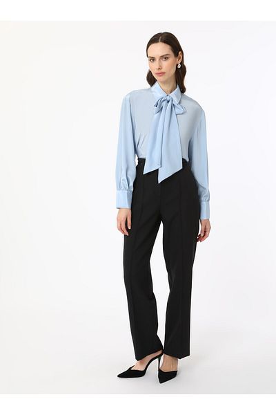 Refka Ribbed High Waist Trousers - Black - Refka