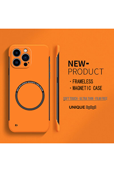 Choice غلاف هاتف مغناطيسي صلب رفيع للغاية بدون إطار لهاتف iPhone 14 ProMax برتقالي اللون من Magsafe لهاتف iPhone 15 1