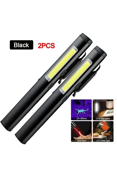 Choice 2 Pcs With Uv Mini Usb Rechargeable Led Flashlights Portable Pocket Pen Clip Light For Work Emergenc