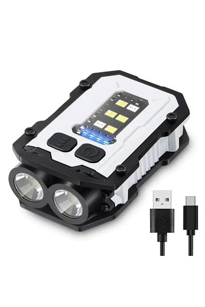 Heinast Original White Mini Portable Flashlight 1500Lumens Super Bright LED Torch USB Rechargeable Multifunc
