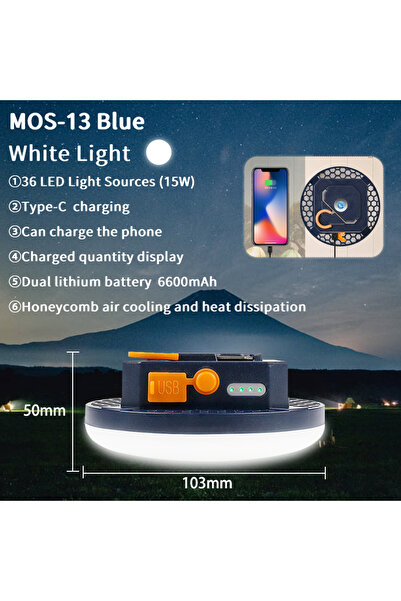 Choice MOS-13B-White MOSLIGHTING Camping Light Rechargeable Portable Suspensi...